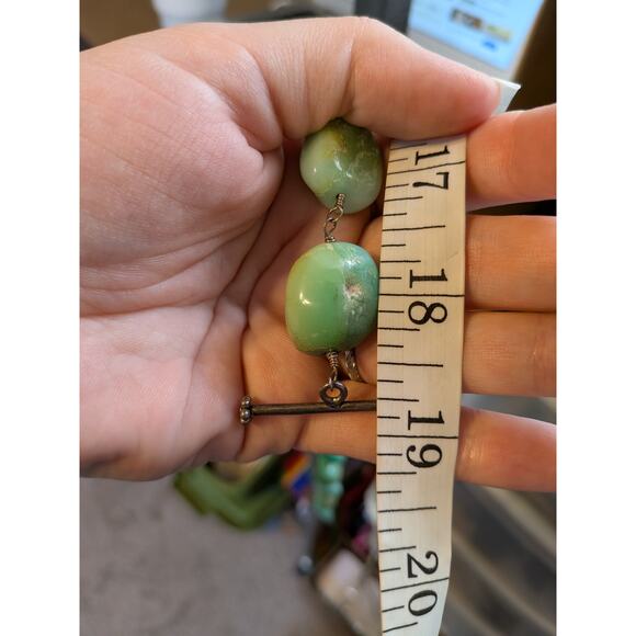 Large Turquoise Sterling Silver Linked Necklace with Big Toggle Clasp 18.5" - Picture 6 of 6